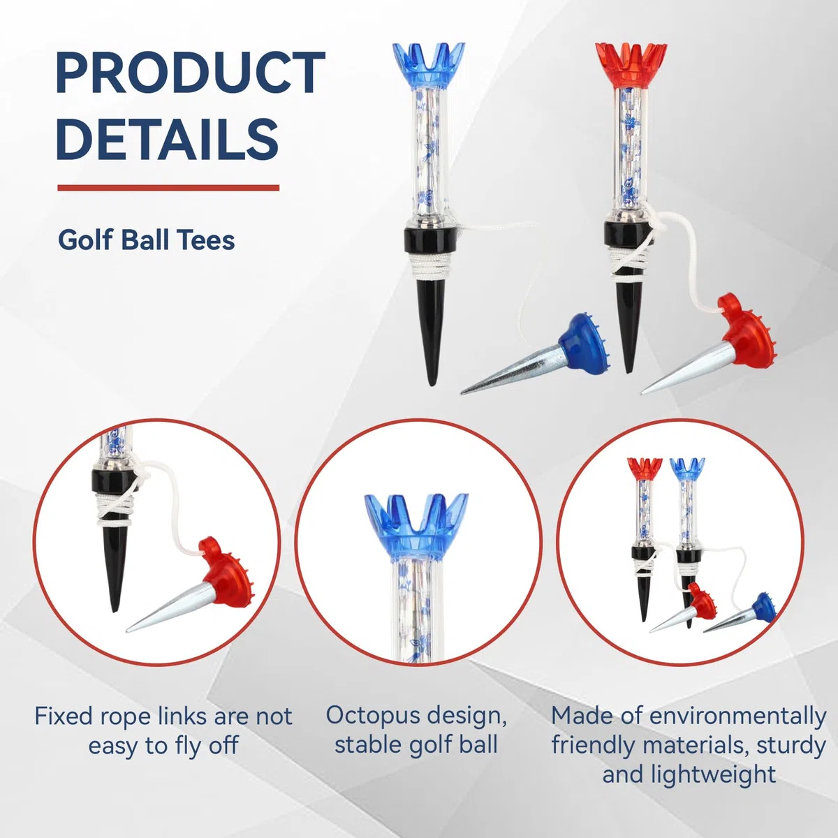 Agatige T-Shirt da Golf con Cordino, 4 Pezzi di Tee da Golf Portatili Primaverili Supporto Magnetico per Campo Pratica e Tappetino da Allenamento