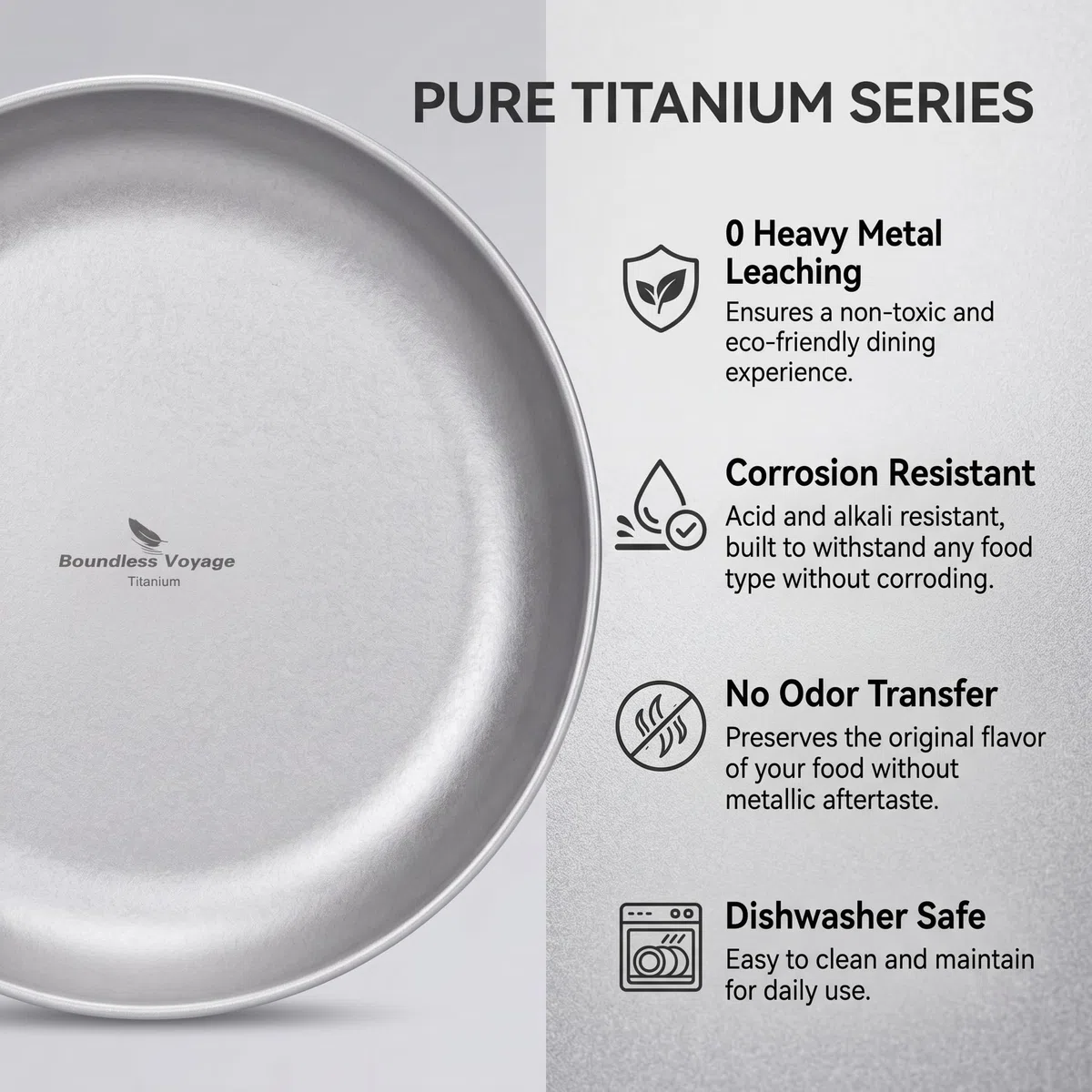 iBasingo Titanium Pan Dish Plate with Carry Mesh Bag Ultralight for Outdoor Camping Tableware Cookware Mess Kit 3 Size