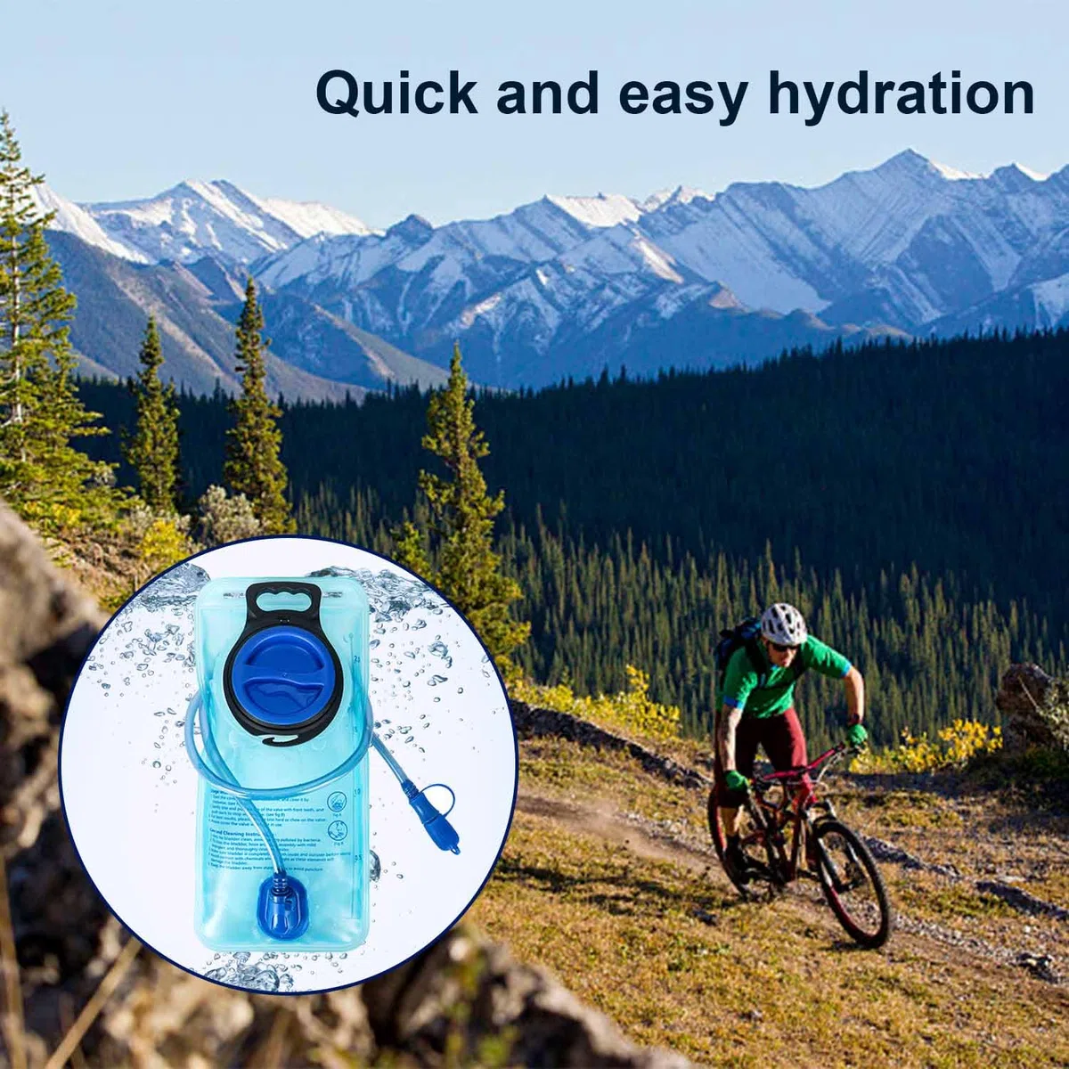 1 sacchetto per l'acqua da 2 litri, portatile, per lo sport, a prova di perdite, sacchetto dell'acqua riutilizzabile, per ciclismo, campeggio, escursioni (blu)