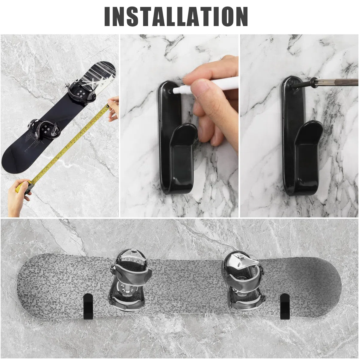 2 Pezzi di Supporto da Parete per Snowboard, Appendiabiti da Parete per Snowboard Espositore per Snowboard Accessori per Snowboard per Tavola da Sci Longboard