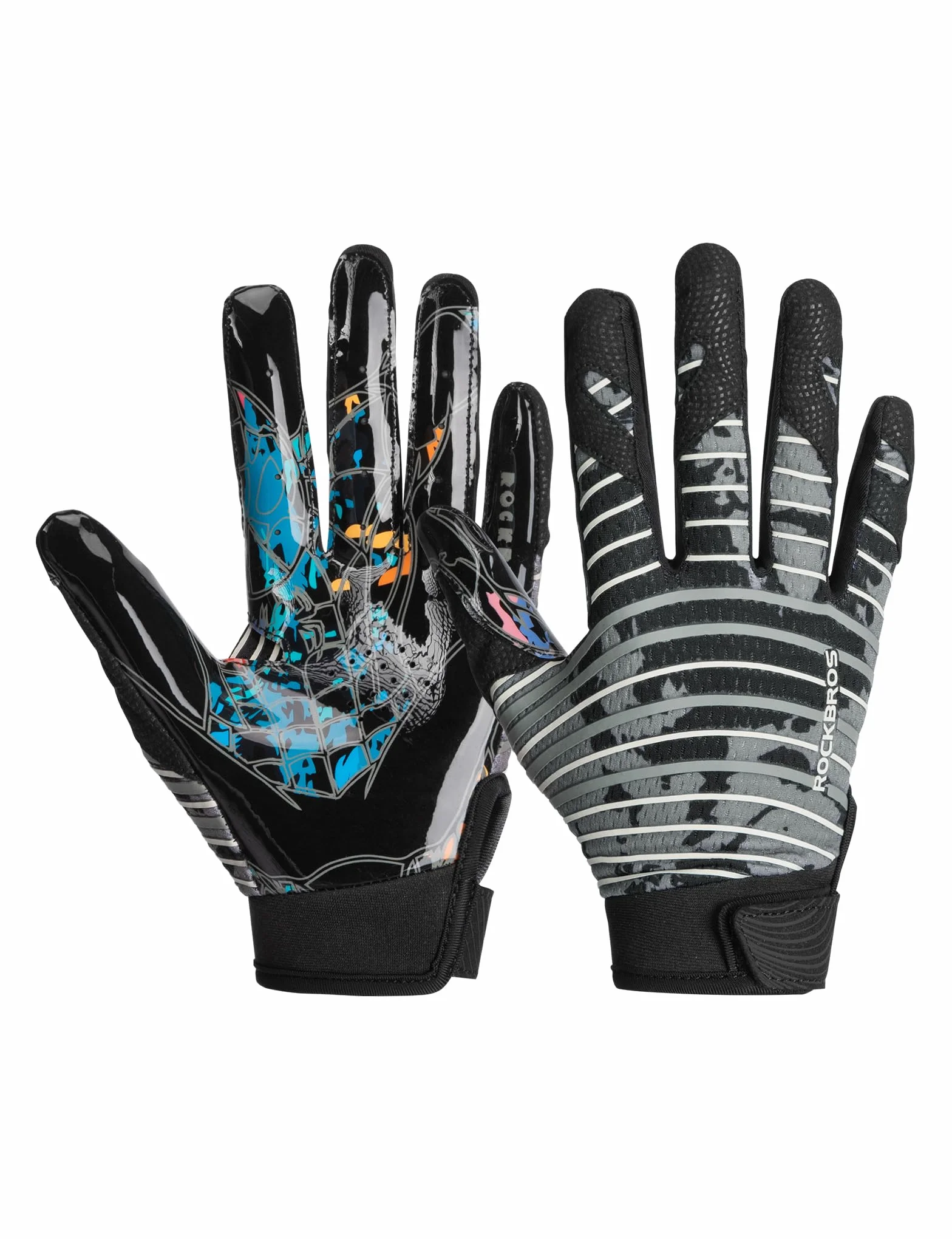 ROCKBROS Guanti da Football Americano per Ricevitore Adulti, Guanti da Allenamento Antiscivolo per Calcio Rugby Baseball Elastico e Traspirante, per Sport con la Palla e all'Aperto, Grigio