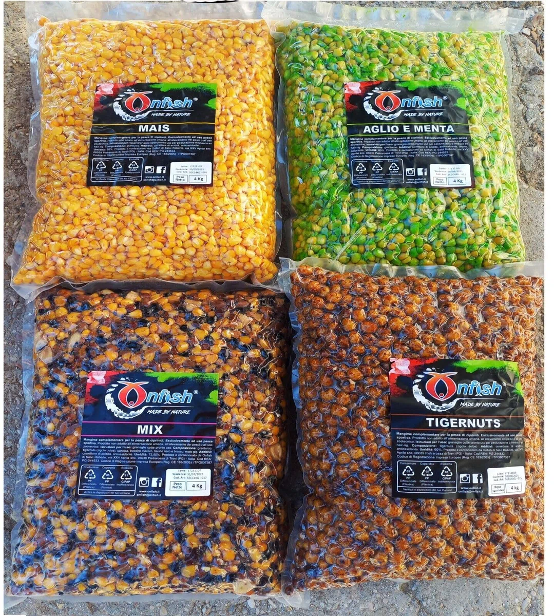 Generico Tigernuts Mais Pastura Pesca Carpfishing Esca Carpa Aglio Menta Innesco Granaglie kg. 4