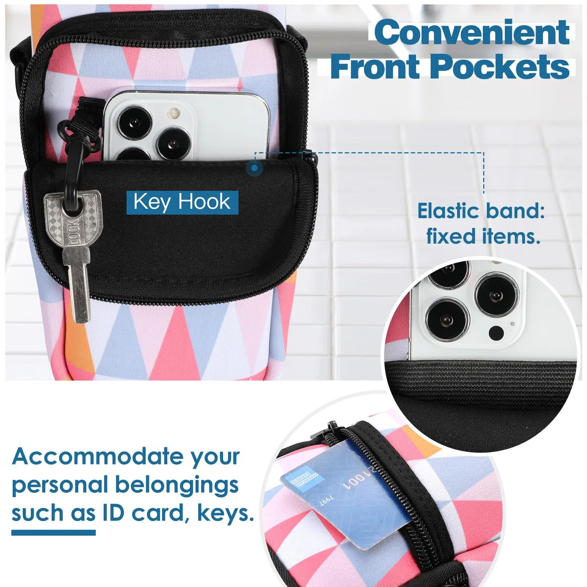 Nuovoware Borsa per Borraccia in Neoprene, 750ml/1000ml/1800ml Custodia per Bottiglia con Tracolla Regolabile Maniglia, Borsa Portatile Porta Borraccia Ciclismo da Escursionismo Campeggio