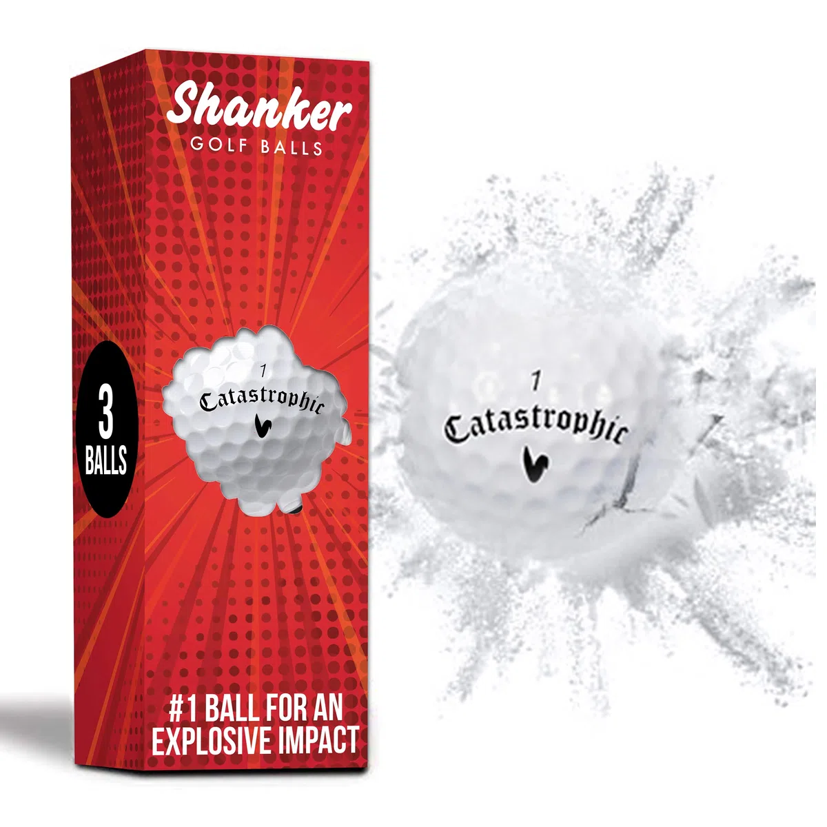 Shanker Golf - Palline da golf scherzo che si frantumano all'impatto - Divertente regalo scherzoso per golfisti (confezione da 3, novità)