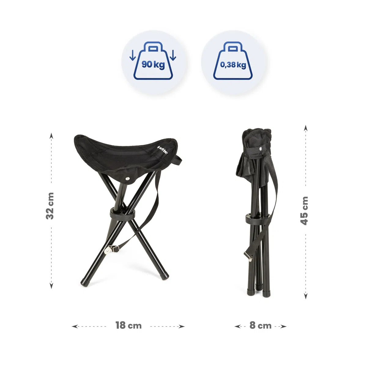Sgabello da Campeggio Triangolare - Leggero e Compatto Sedia da Campeggio