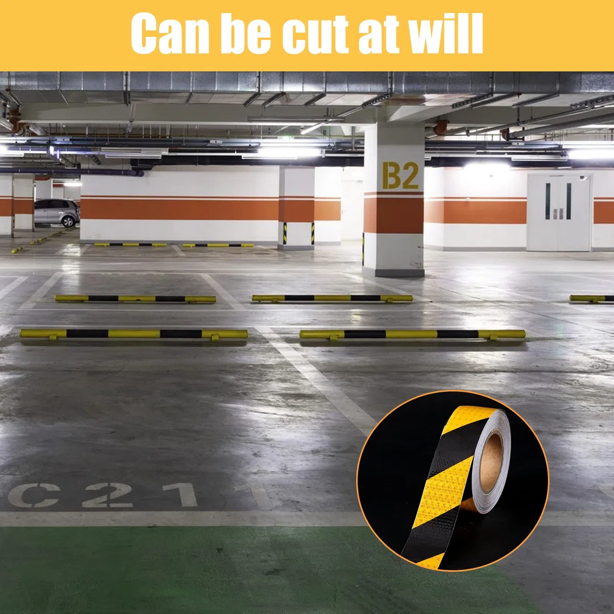 25M x 5cm Nastro Segnaletico Nastro Catarifrangente Alta Visibilità Adesivo Nastro Adesivo Giallo Nero Per Auto Moto Veicoli E Trattori Bicicletta Attività Notturna