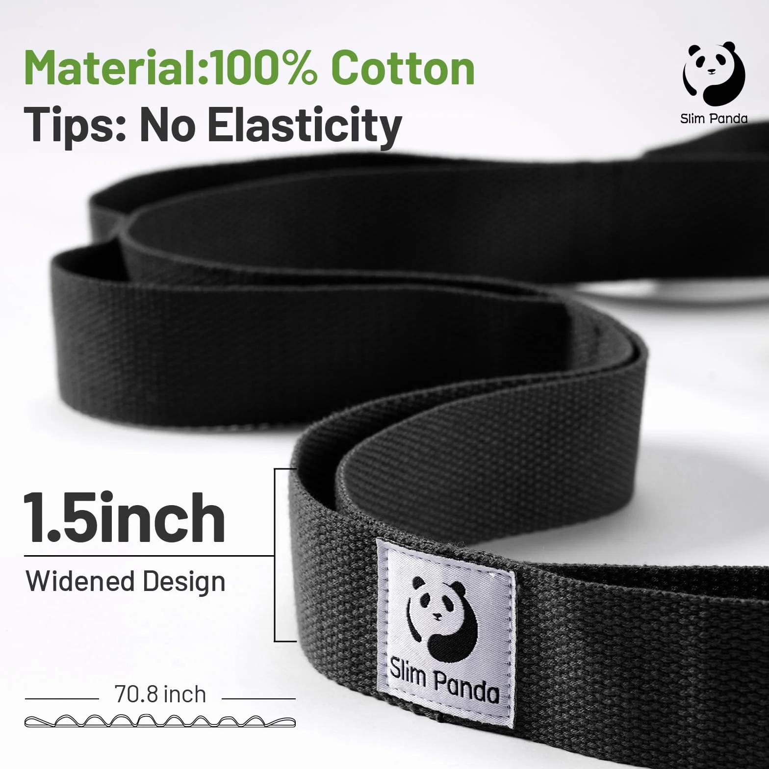 Slim Panda Cinghia Yoga Stretching, Cintura Yoga con 10 Loop per l'Allungamento e Stretching, Ceinture Elastiche Fitness Ideale per Yoga, Balletto, Pilates Fisioterapia