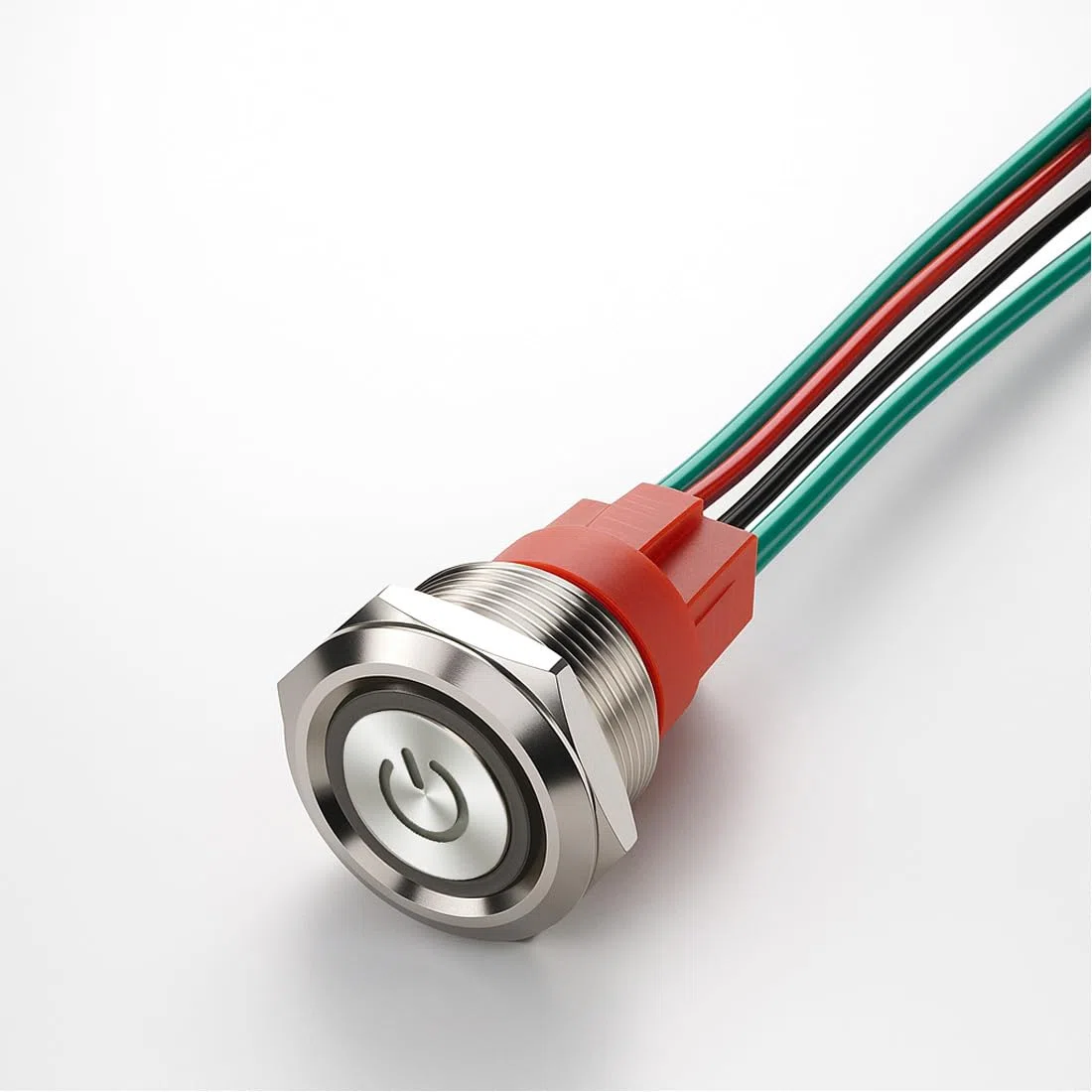 Guuzi Aggancio Interruttore a Pulsante a Scatto Corto da 15 Amp 220V Impermeabile per uso Marino a 4 pin 22mm SPST con LED Blu con Cavo