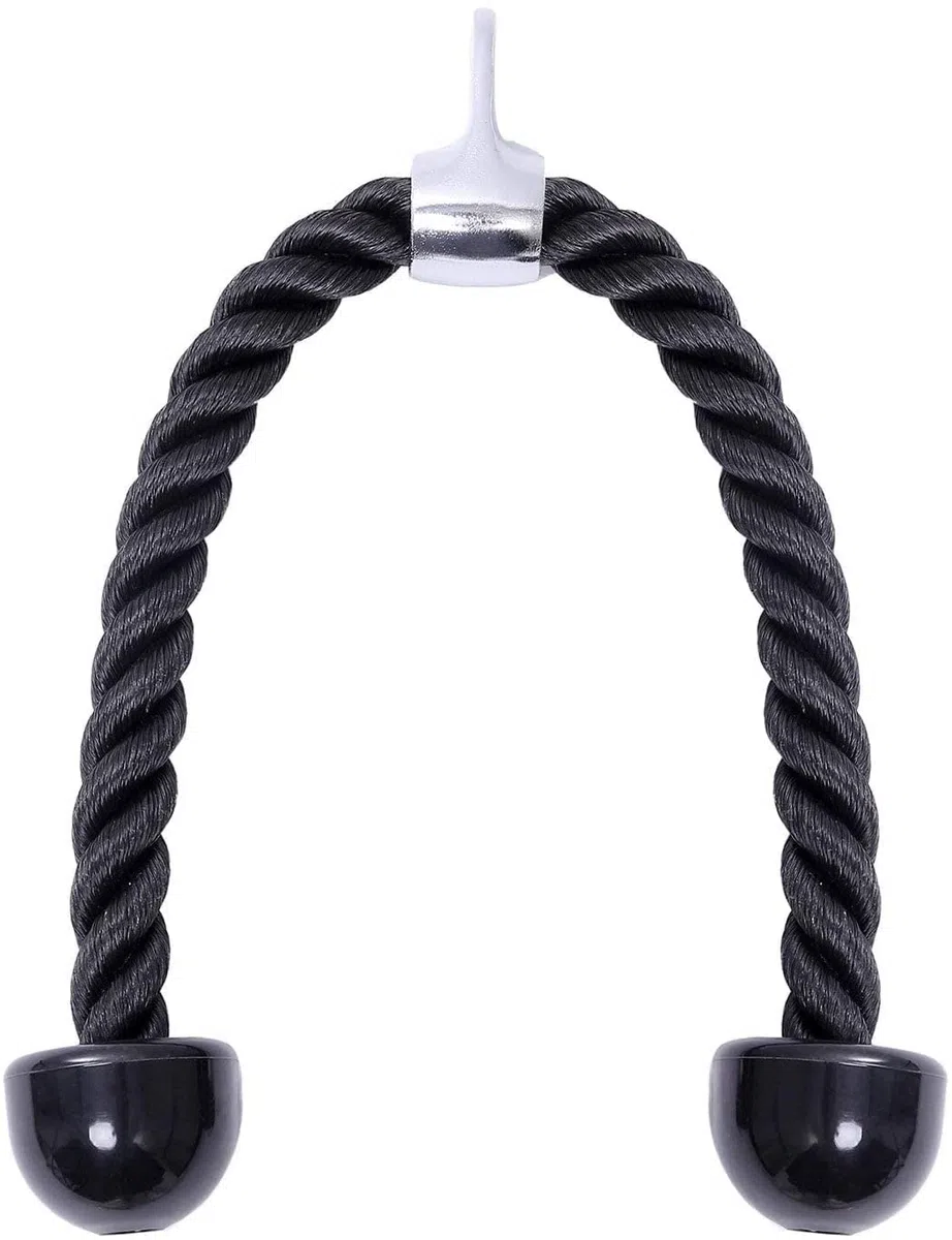 Deluxe Gym Tricep Ropes Lunghezza corda 27 pollici Heavy Duty Polipropilene Trecciap Corda Pull Down Double Grip (Nero)