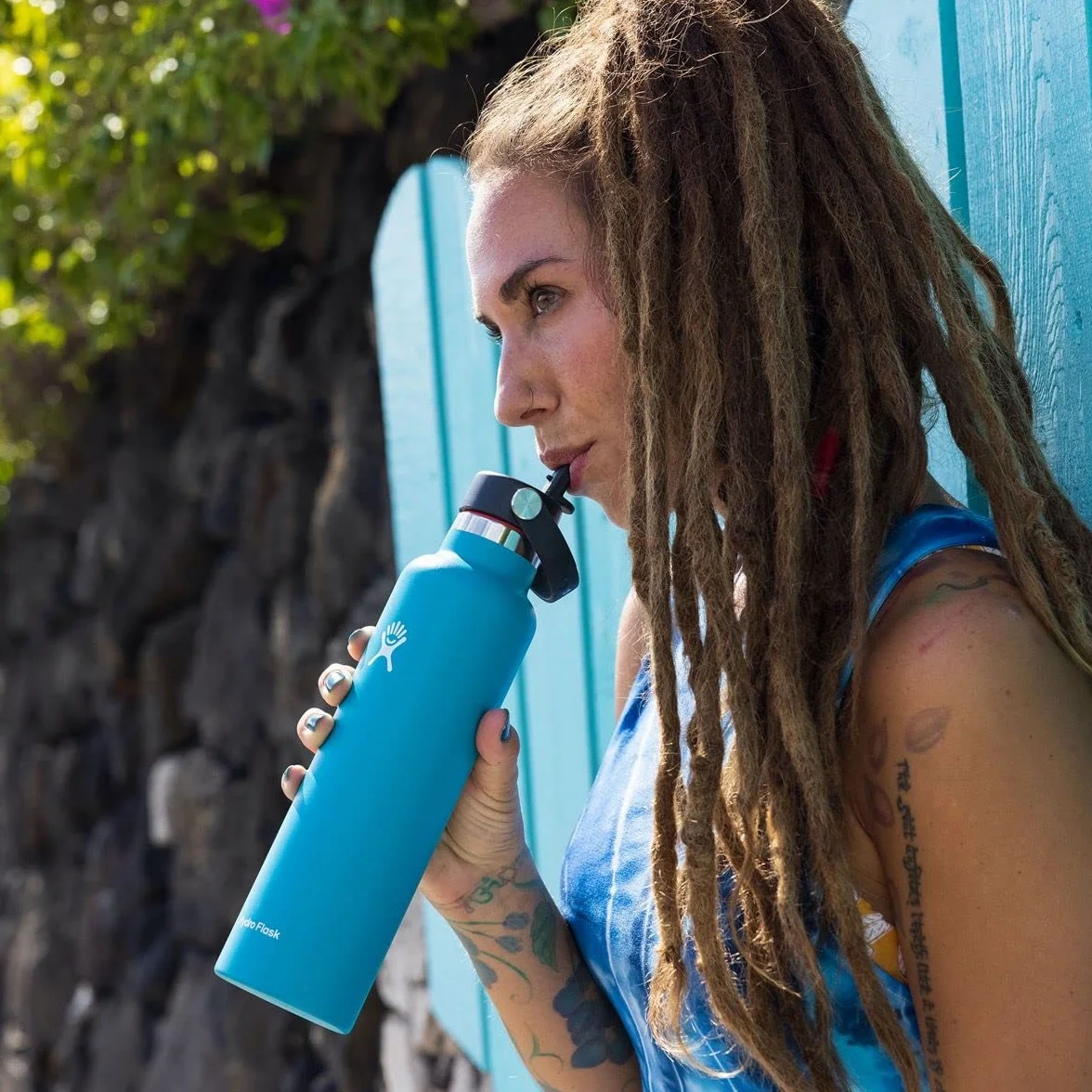 Hydro Flask Coperchio Flex Straw Cap Wide Mouth Ermetico Nido d'Ape Strap Trasporto Lavabile Lavastoviglie Black