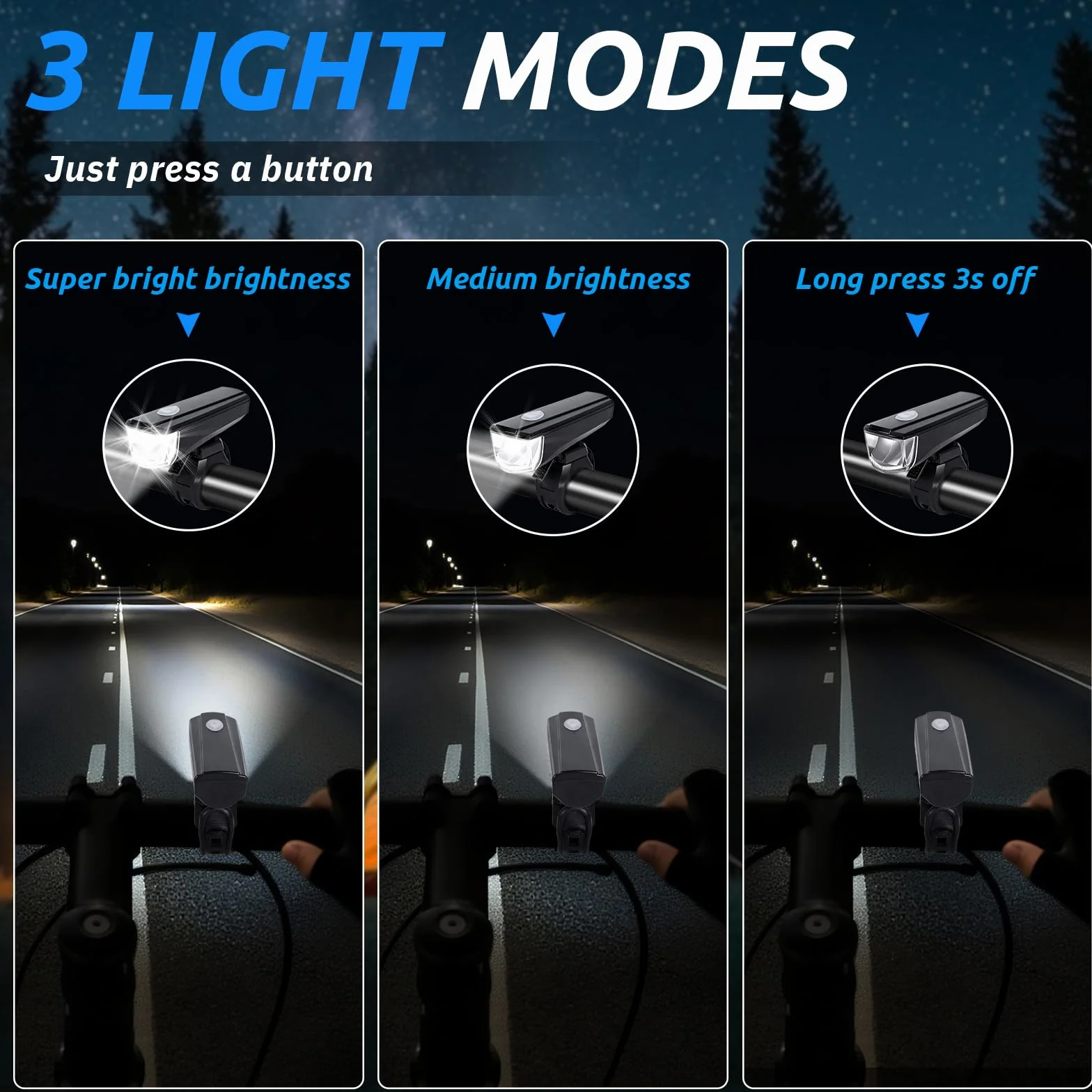 Set Luci Bicicletta LED, Luci Bici Batteria, Impermeabile IPX5 Luce Bici Anteriori e Posteriori, 3+2 Modalità di Illuminazione Luce Bici per I'equitazione Notturna, Campeggio