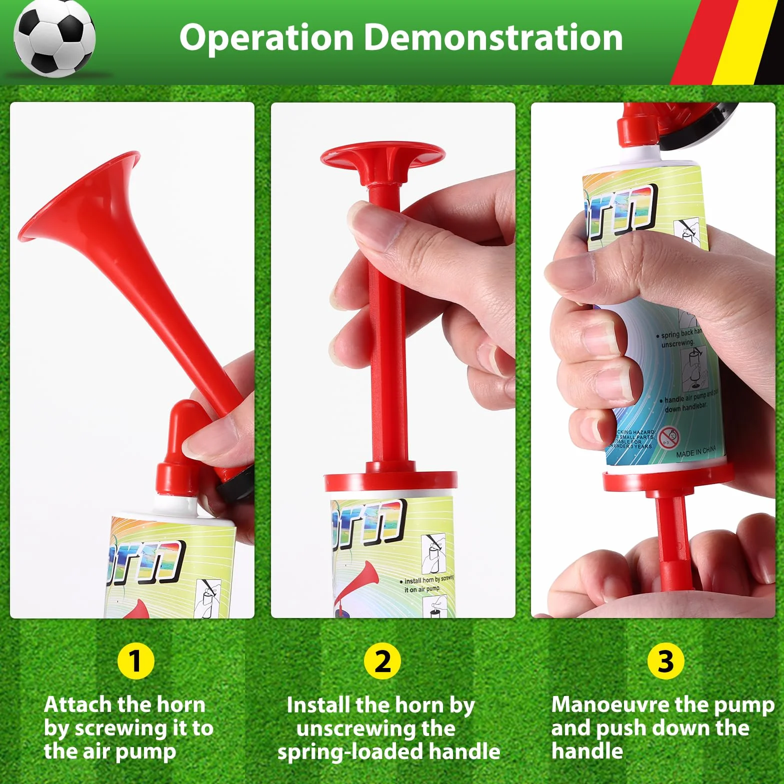 Secondo Air Horn, Clacson Handheld Air Pressione Fanfare Pompa, Tromba da Stadio, Classica Air Horns Signalhorn