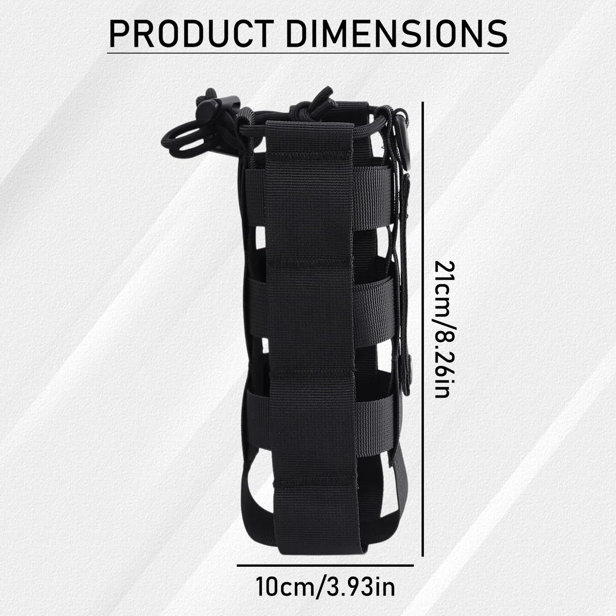 Colexy Portaborraccia Zaino,Regolabile Porta Borraccia Zaino,Nylon con Coulisse, Adatto per Escursioni All'Aria Aperta, Campeggio, Trekking (Nero)