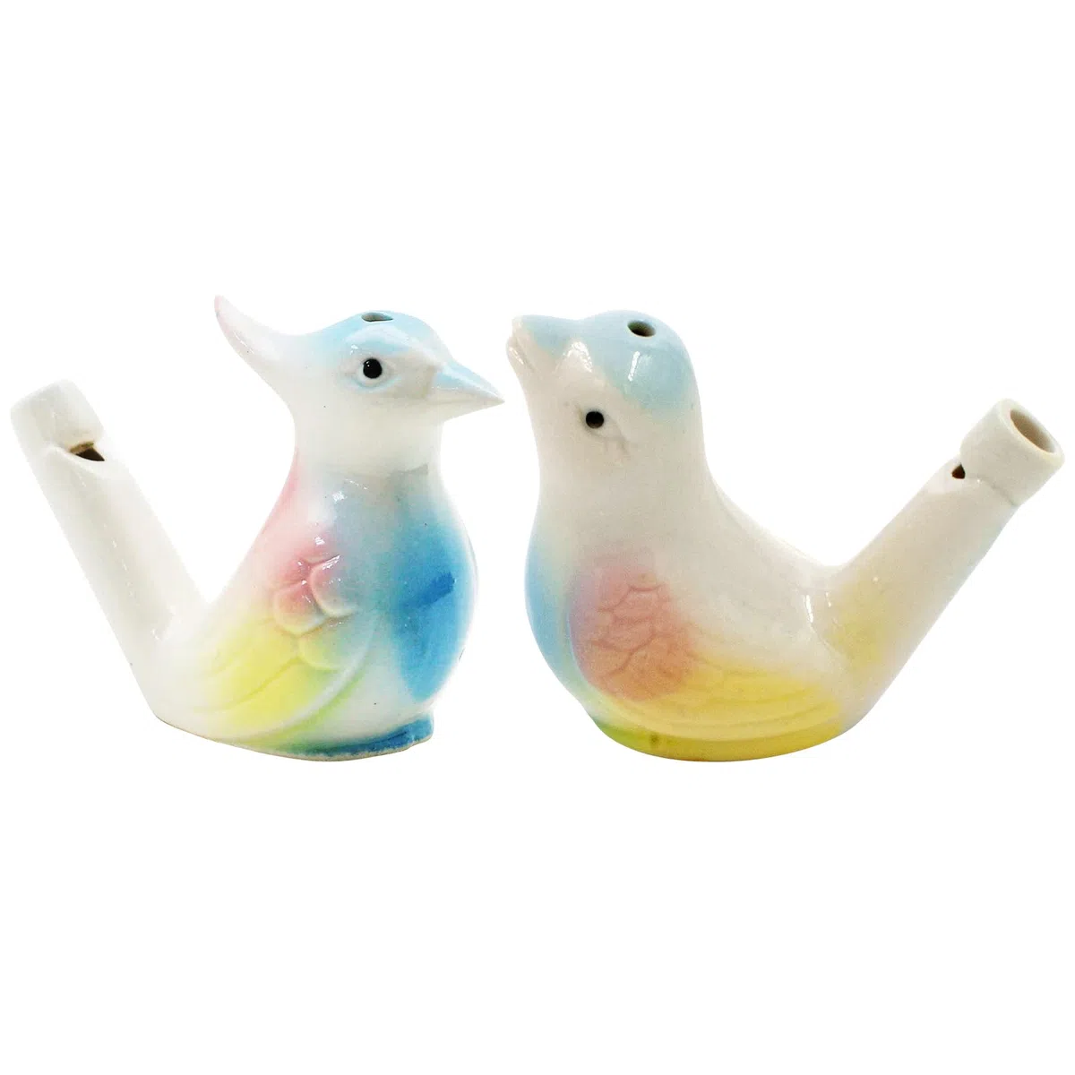 Fischietto per uccelli in ceramica, per bambini, set di narghilè per uccelli, fatto a mano, in ceramica, con acqua, riempibile, regalo per bambini, 2 pezzi
