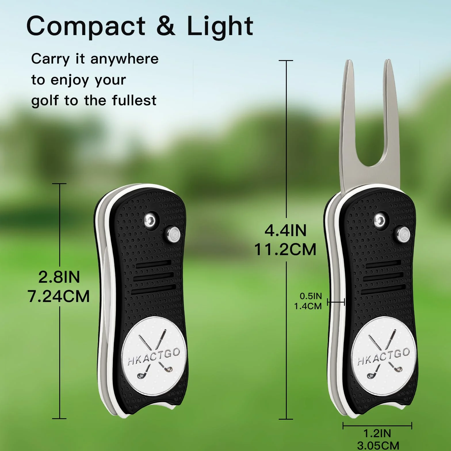 Strumento di Riparazione Divot da Golf in Acciaio Inossidabile 2 Strati Pieghevole con Marcatore