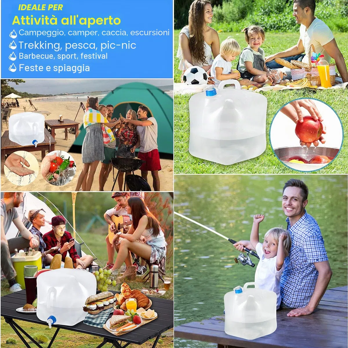 Bottiglia Pieghevole per Attività all'aria Aperta, Senza BPA, Pieghevole e Portatile