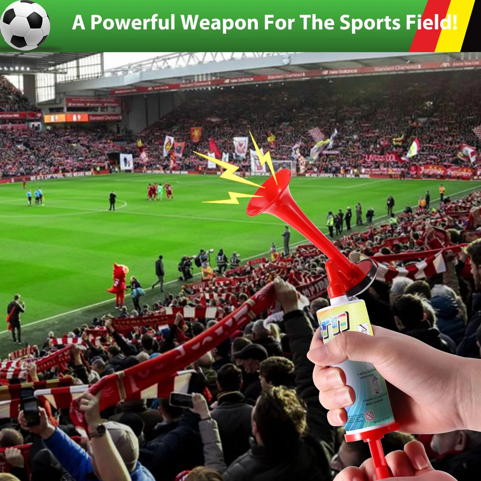 Secondo Air Horn, Clacson Handheld Air Pressione Fanfare Pompa, Tromba da Stadio, Classica Air Horns Signalhorn