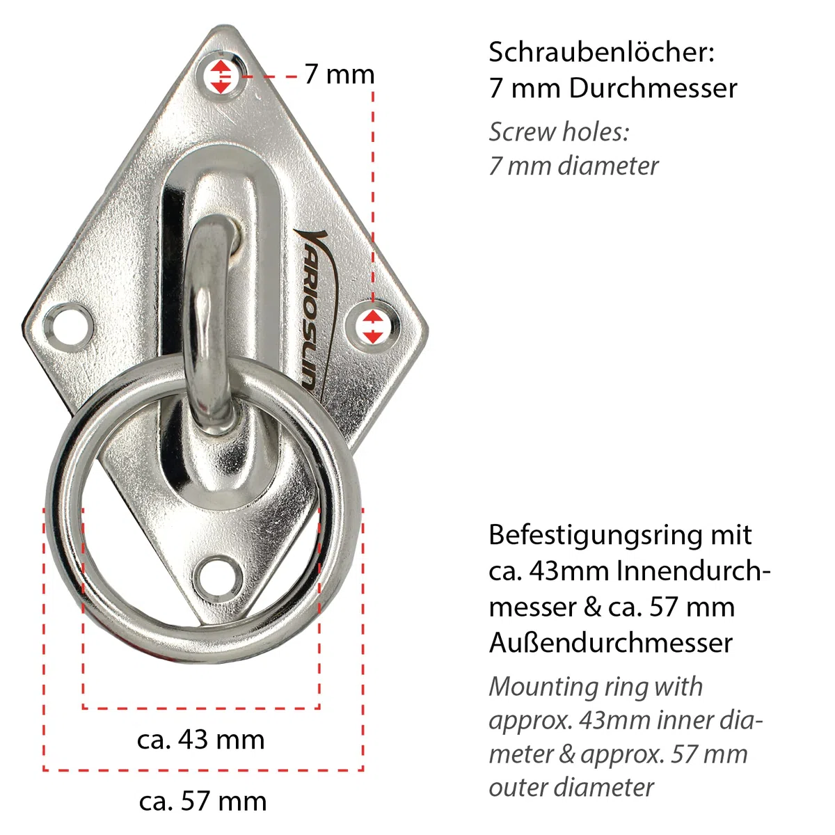 Placca con Occhiello/Uncino e Anello per Parete o Soffitto - Attrezzi per Un Allentamento in Sospensione/Sling Trainer