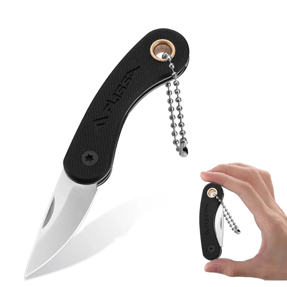 FLISSA Mini Coltello Tascabile, Coltello a Serramanico con Manico in G10,Lama in Acciaio INOX 5CR15MOV, Finitura CNC, Taglierino Portatile, EDC per Uso Quotidiano e Attività Outdoor