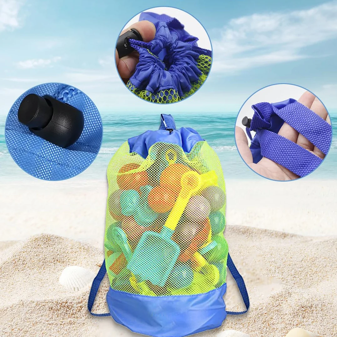 Borsa per giocattoli da spiaggia, borsa da spiaggia in rete, zaino per giochi acquatici, borsa da spiaggia grande, per bambini piccoli, ragazze e ragazzi, borsa da nuoto