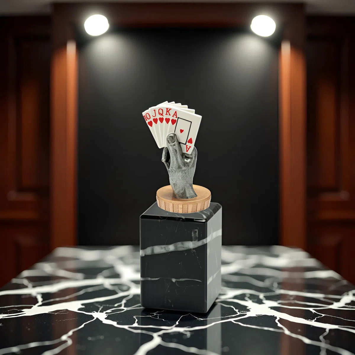 Generico Trofeo Premio Poker, Burraco, Scala 40, Briscola – Coppa Personalizzabile con Targa – Idea Regalo Tornei, Eventi e Competizioni (Colore, h15,5cm)