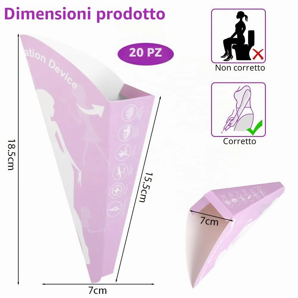 OFFCUP Coni per Pipi Donna USA e Getta da Viaggio di Carta, Imbuto per Pipi Donna in Piedi Orinatoio Portatile Donna per Gravidanza Campeggio Escursioni Viaggi e attività All'Aperto