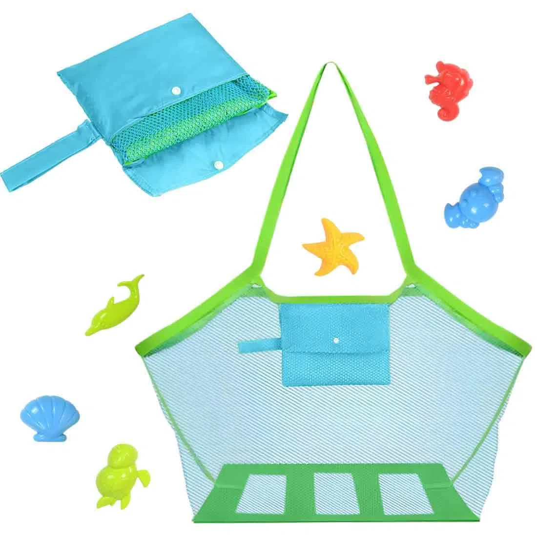 Borsa da Spiaggia, Porta Giochi Bambini, Grande Borsa Lunga Durata per Sabbia Nuotare e Piscina e Deposito Giocattoli Bambini da Sabbia e Acqua
