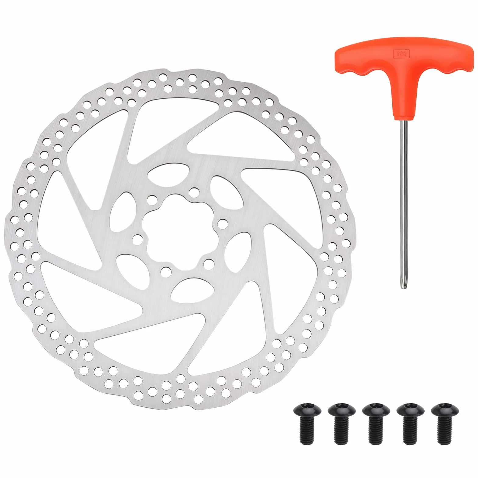 180mm Freni a Disco Bici, Disco Freno Mtb in Acciaio Inossidabile 1cr13 Freno a Disco a 6 Fori Distanza Relativa Tra i Fori 44mm Adatto per Mountain Bike e Bici da Strada