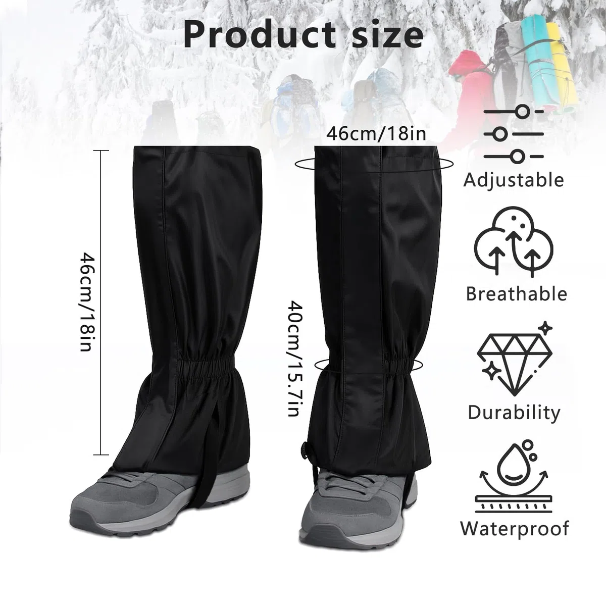 Ghette per Esterni Regolabile Impermeabili Traspiranti Protezione,Ghette Trekking,Ghette da Esterno,Regolabili Ghette Traspiranti per Unisex,per Escursioni All'aperto Sci Arrampicata