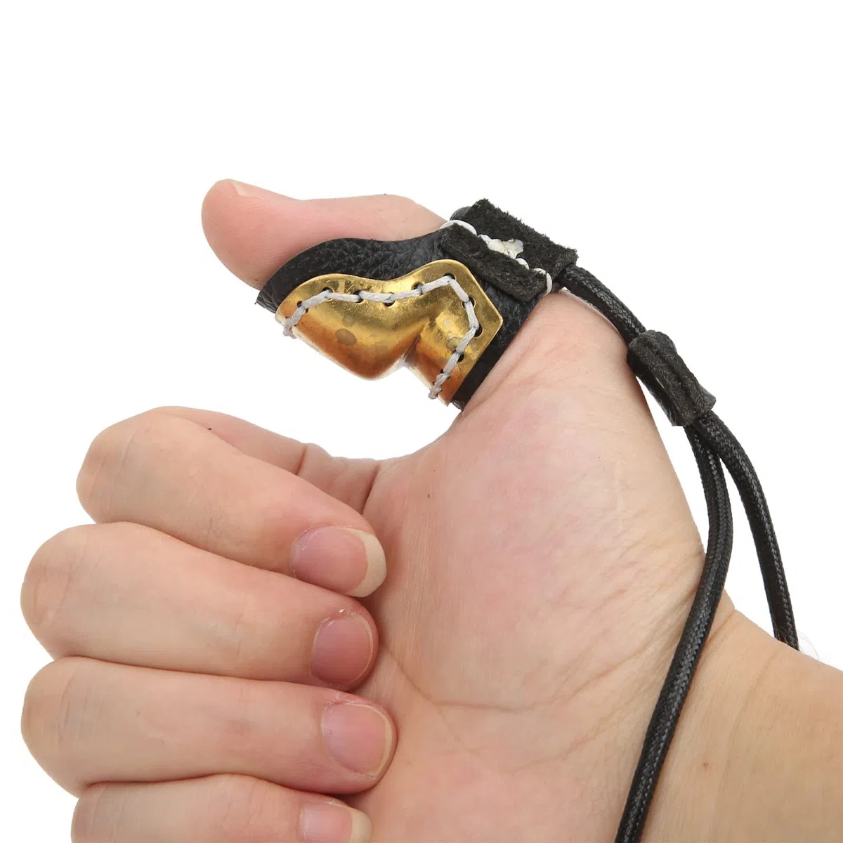 Guanto da tiro con l'arco Protezione per le dita del pollice da caccia, Anello per il pollice in ottone Anello di protezione per il pollice in morbida pelle Protezione per le dita con l'arco per tiro