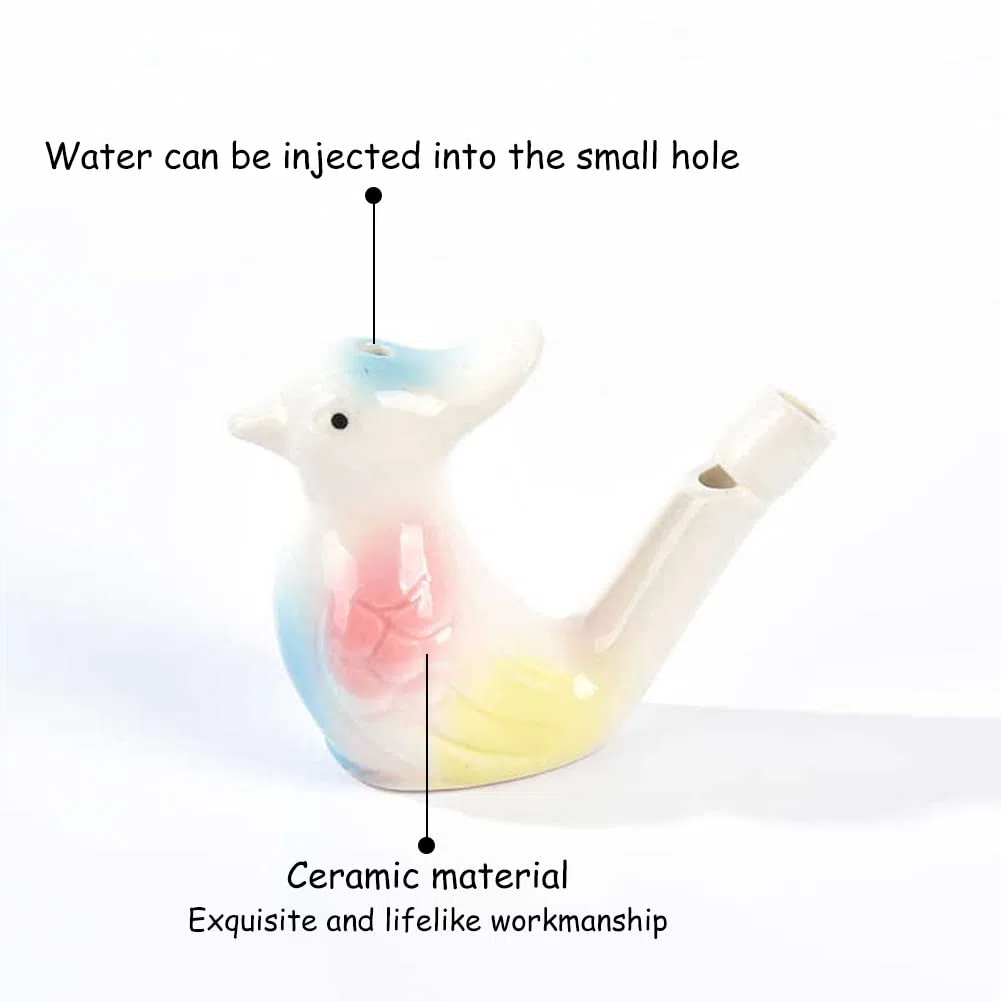 Fischietto per uccelli in ceramica, per bambini, set di narghilè per uccelli, fatto a mano, in ceramica, con acqua, riempibile, regalo per bambini, 2 pezzi