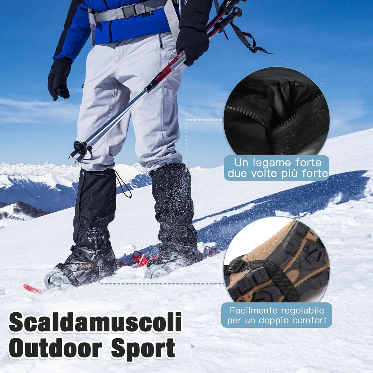 1 Paia Nero Ghette Impermeabili Trekking Uomo Donna, Ghette da Neve Regolabile Ghette da Esterno Ghette Trekking Ghette per Escursioni Sci Arrampicata, con Borsa per La Conservazione