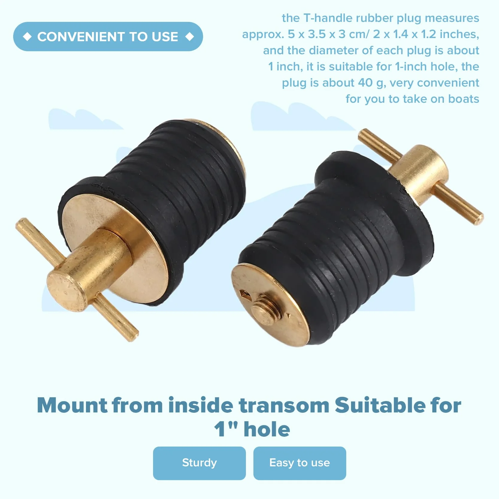2 Pezzi Tappo di Scarico con Impugnatura per Barche Marine Twist-Turn Gomma Manico