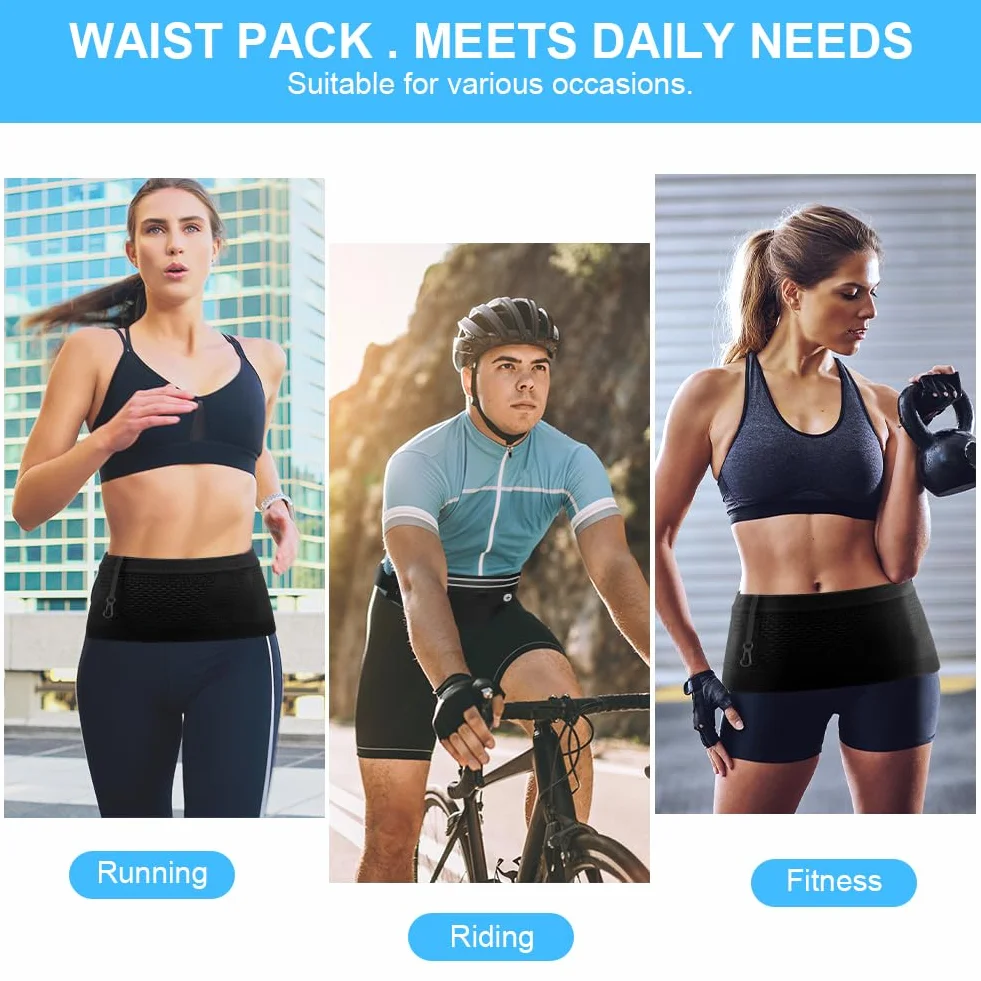 Cintura da Corsa Multifunzionale, Marsupio Multifunzionale in Maglia, Capiente Cintura da Corsa Porta, per Escursioni, Fitness, Viaggi, Corsa, Pocking, Accessori, Cintura Elastica (M)