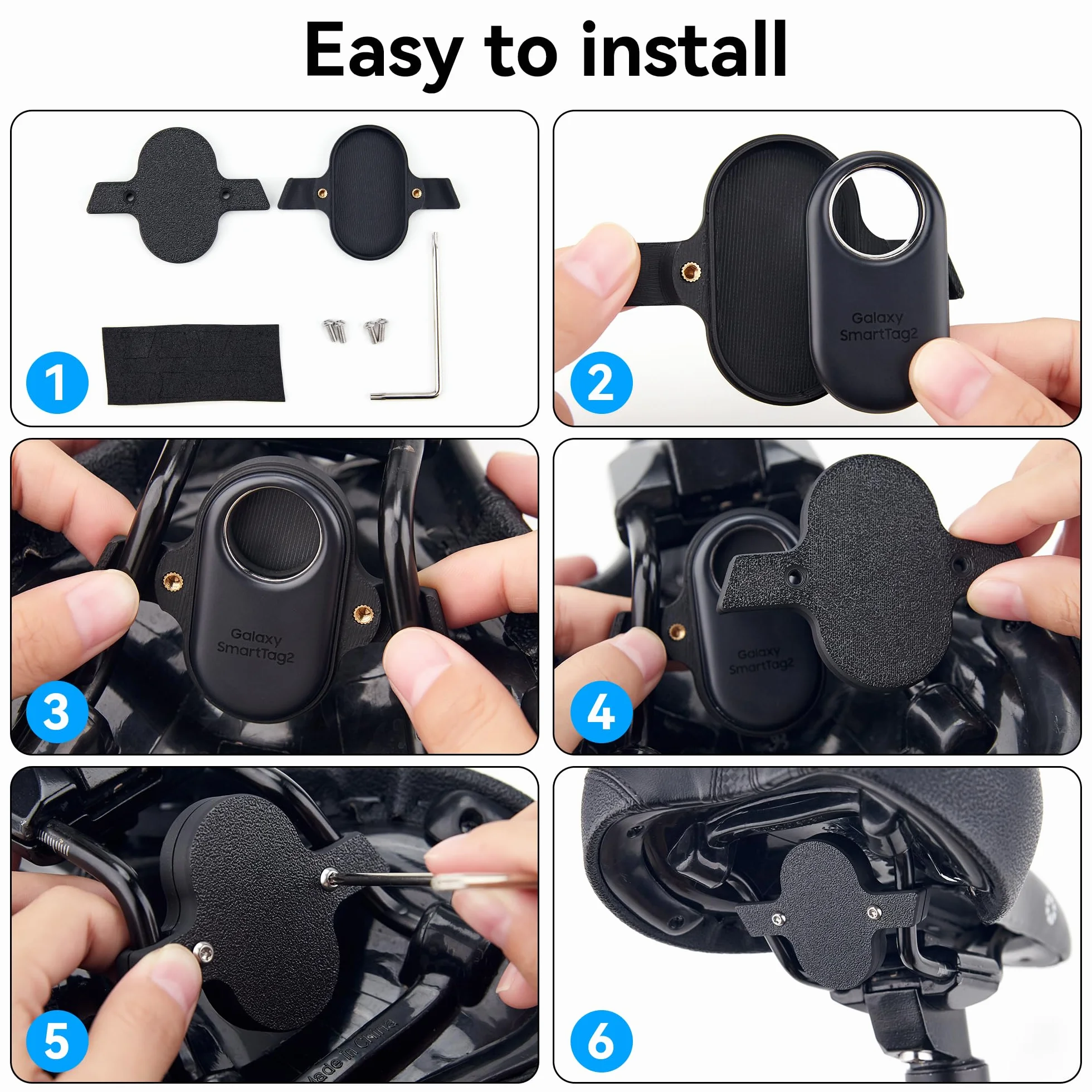 Supporto per bicicletta per Samsung SmartTag 2, nascosto sulla sella, protezione antifurto, compatibile con mountain bike