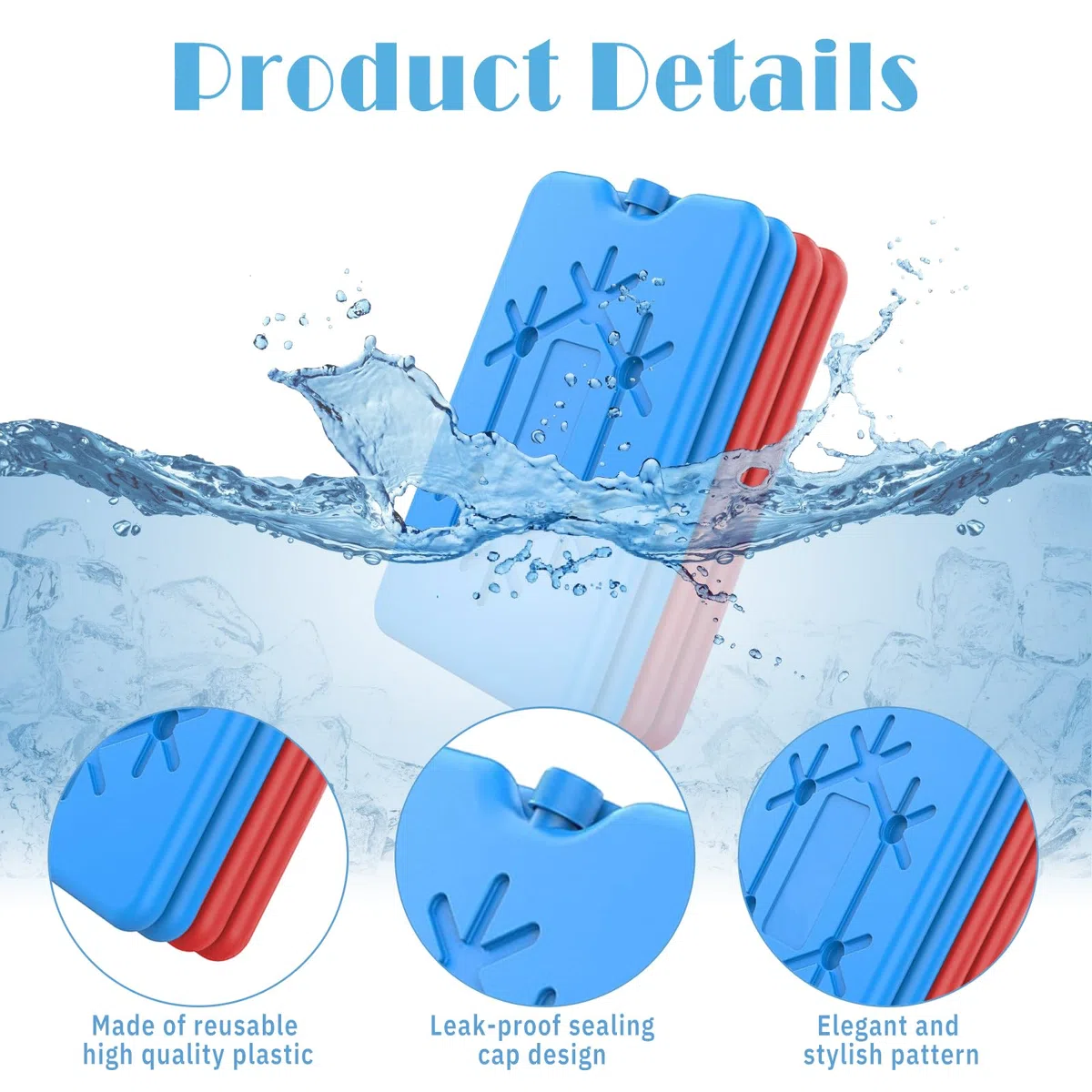 Set di 4 Ghiaccio per Borsa Termica, Elementi Refrigeranti, Borsa Frigo Possono Essere Utilizzati per Mantenere Il Cibo Fresco, Adatti per La Scuola e l'Uso All'Aperto (Blu-Rosso)