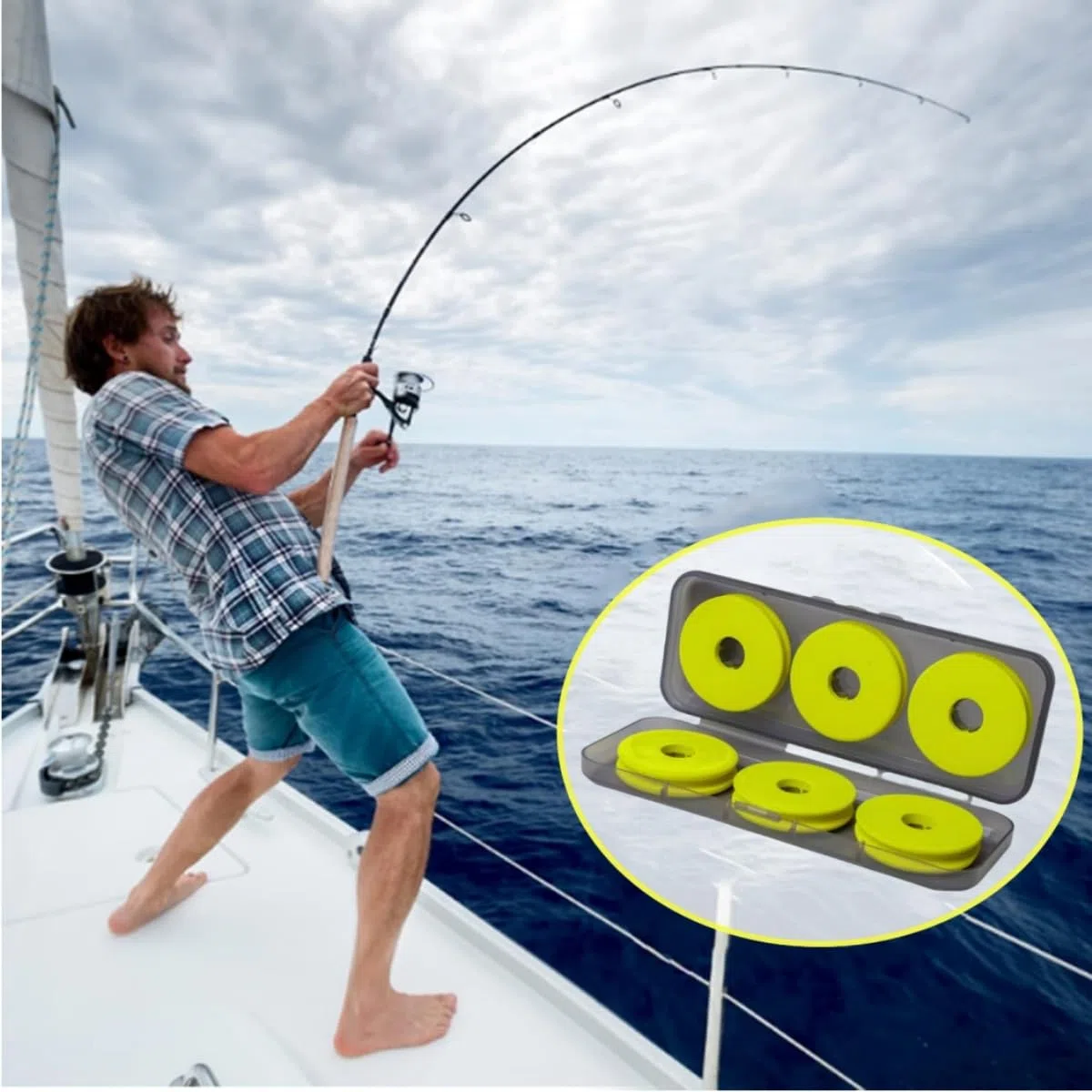 Lenza di Pesca stoccaggio,6 Pezzi Bobine da Pesca in Schiuma Porta Terminali Pesca Bobine Avvolgilenza Schiuma Bordo di avvolgimento di Pesca della Schiuma,con Scatola in Plastica