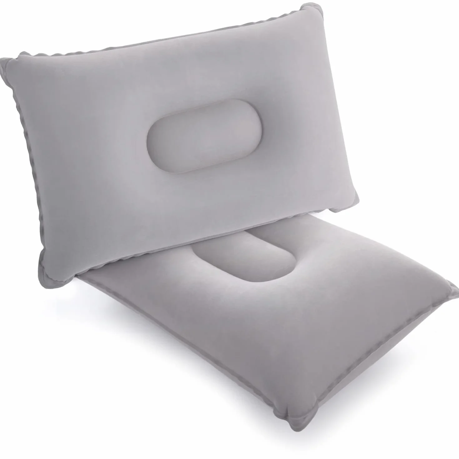 Set di 2 Cuscini Gonfiabili da Campeggio Cuscinetti di Supporto per Cervicale Cuscino per Viaggio, Spiaggia, Escursioni 42x29 cm, Grigio