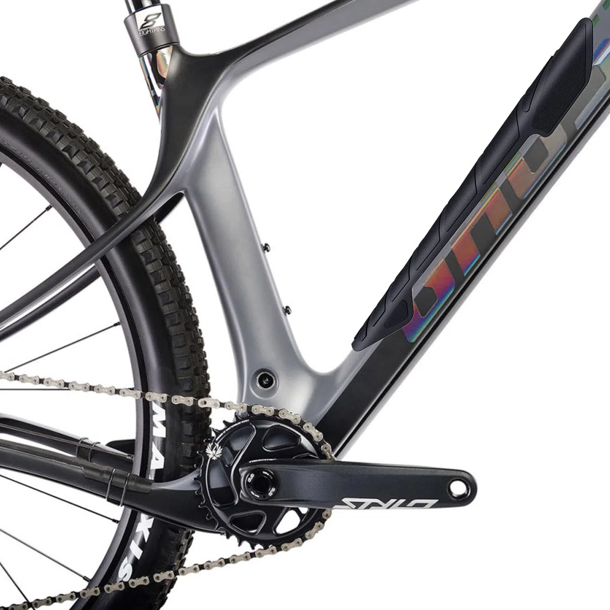 2Pezzi Paracatena per MTB Adesivi in Silicone,Protezione per Telaio della Bicicletta,Protezioni per Catena in Silicone per Mountain Bike,Protezione Nera per Foderi Orizzontali per Mountain Bike
