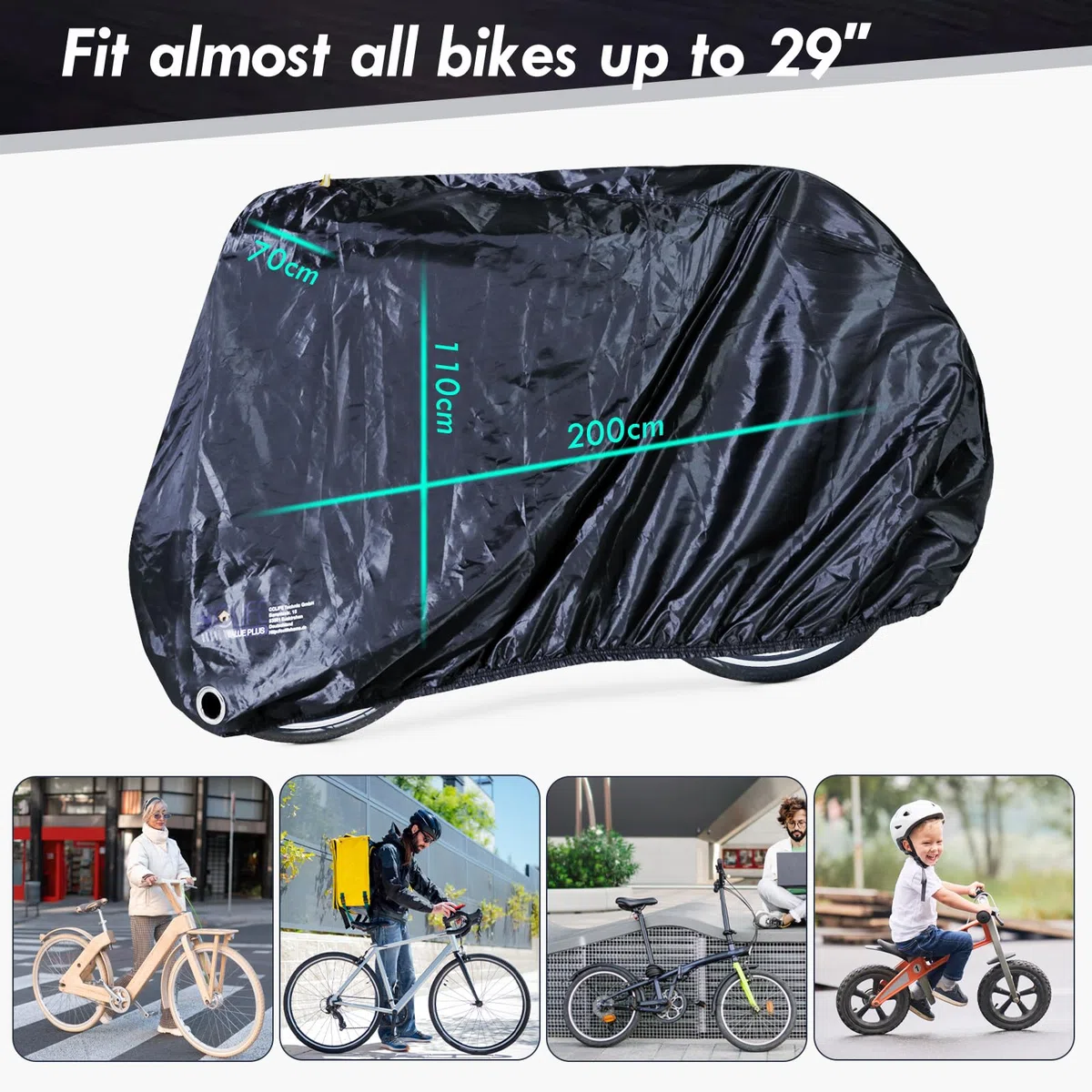 CCLIFE Copertura Biciclette da Esterno 200 x 110 x 70cm con Fori per Lucchetto 210D Copertura Bicicletta Impermeabile Oxford da Esterno