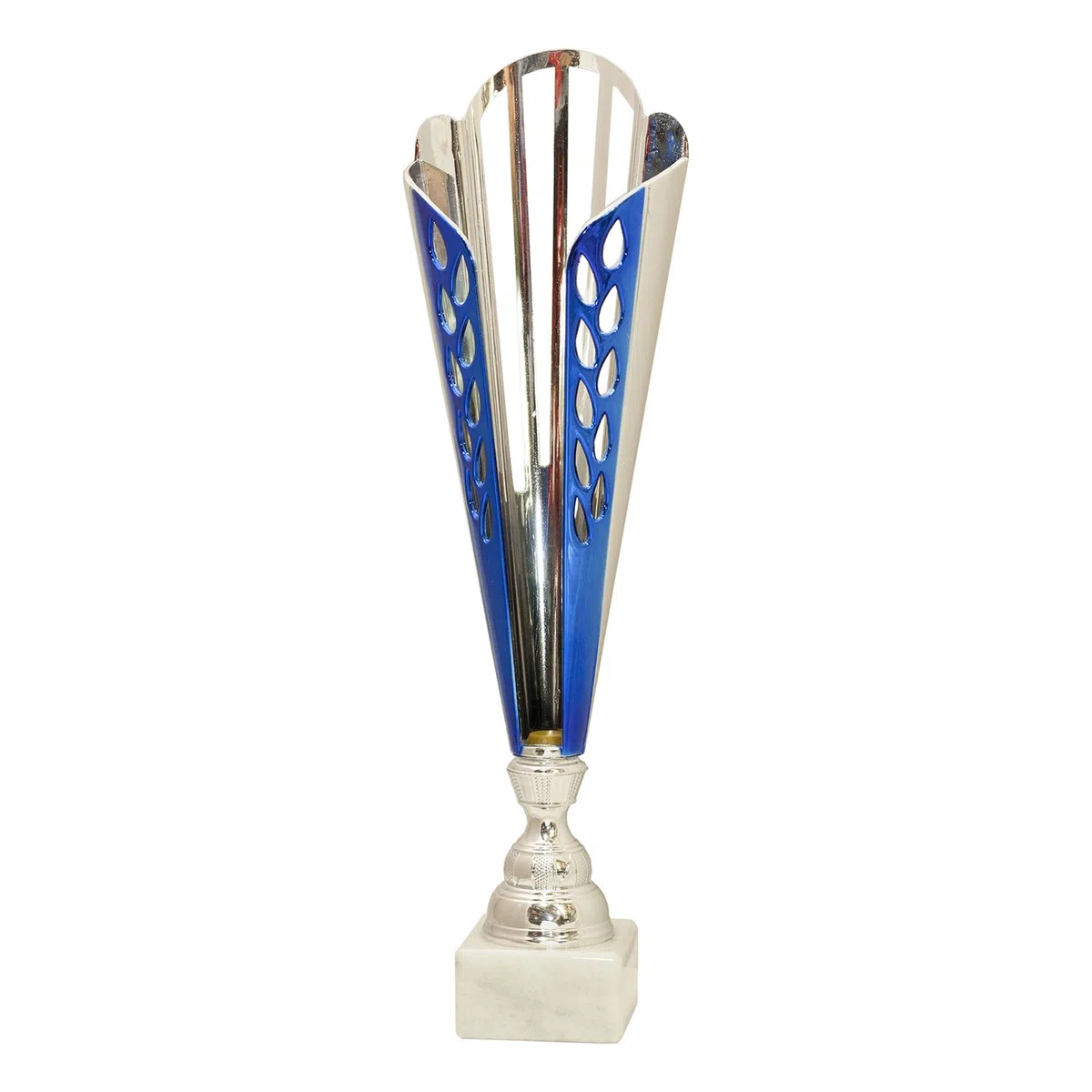 Coppa Argento e Blu Altezza 33,00 cm. Targhetta Personalizzata Omaggio