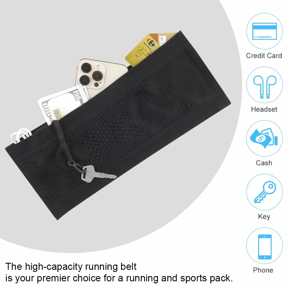 Cintura da Corsa Multifunzionale, Marsupio Multifunzionale in Maglia, Capiente Cintura da Corsa Porta, per Escursioni, Fitness, Viaggi, Corsa, Pocking, Accessori, Cintura Elastica (M)