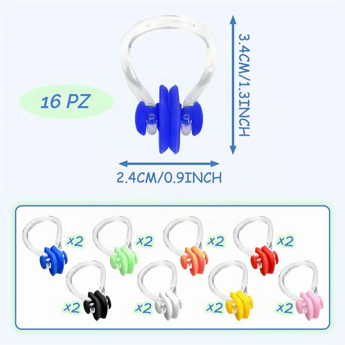 16 Pezzi Tappanaso per Piscina, Tappanaso Nuoto Sincronizzato, Tappanaso per Piscina in Silicone, Tappi per Naso Protector per Il Nuoto, Unisex, per Adulti, Principianti, 8 Colori