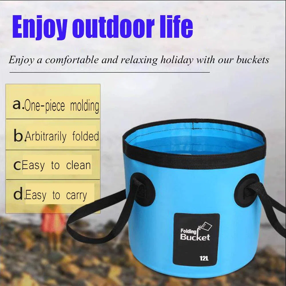 Secchio Pieghevole Benna pieghevole Portatile Multiuso(12L) Fit in Campeggio,la Pesca, Sport all'Aria Aperta, l'uso di casa, Auto Lavaggio Leggero e Facile da trasportare (blu)
