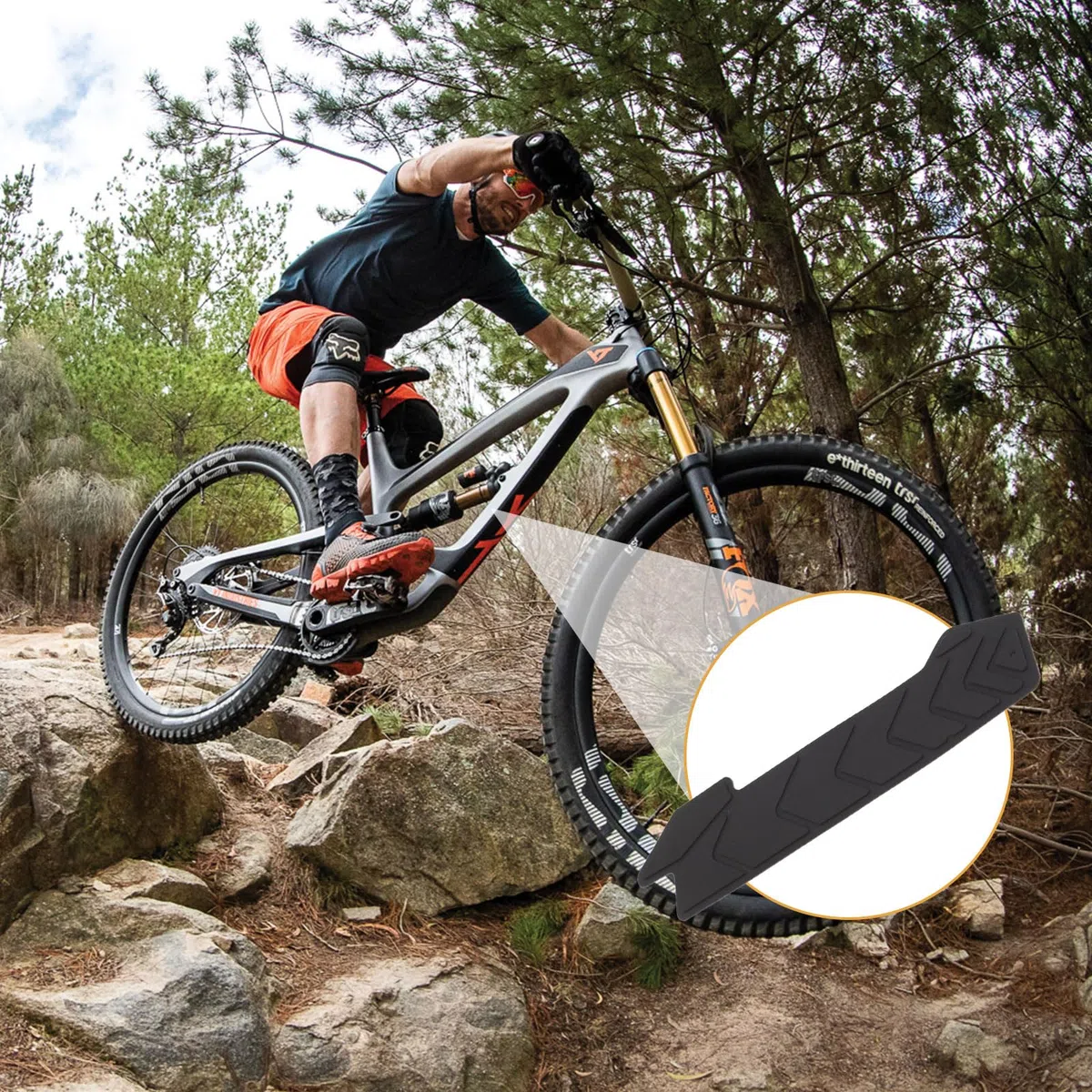 2Pezzi Paracatena per MTB Adesivi in Silicone,Protezione per Telaio della Bicicletta,Protezioni per Catena in Silicone per Mountain Bike,Protezione Nera per Foderi Orizzontali per Mountain Bike