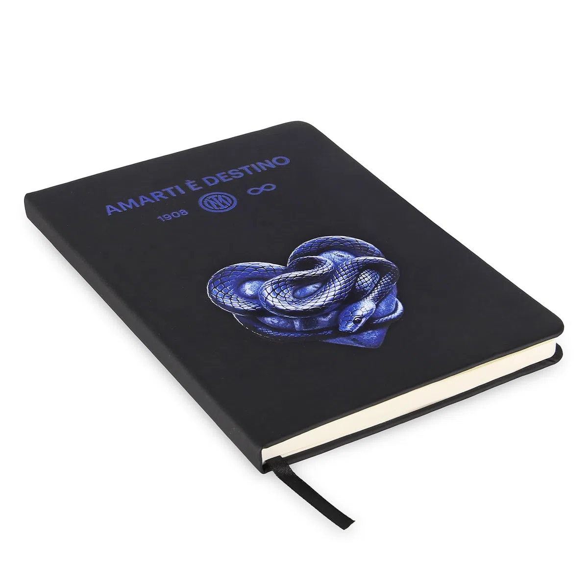 Inter Notebook IM Nero Amarti è Destino, Copertina in PU, Stampa Digitale Cuore Serigrafico, Fogli in Carta