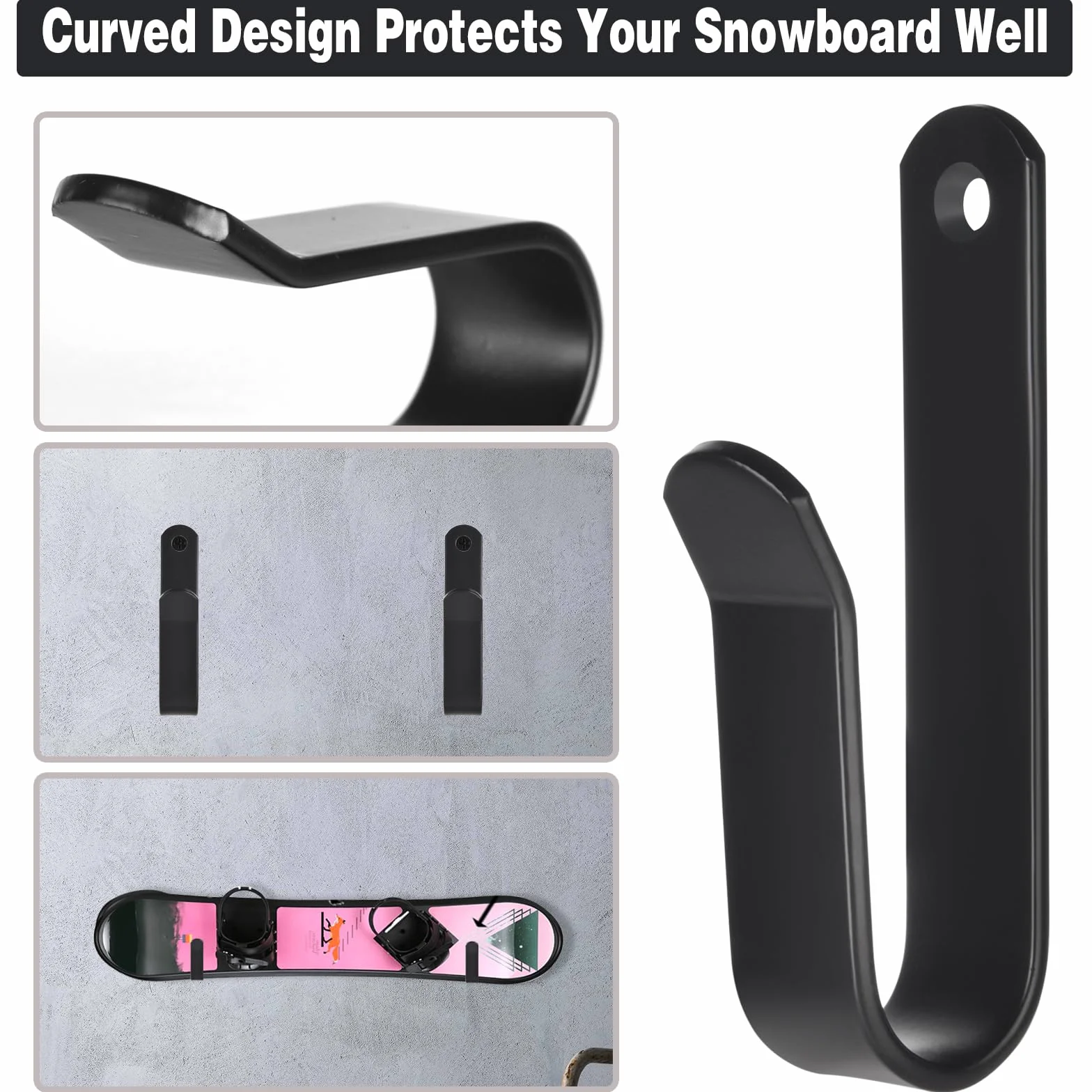 Supporto da Parete per Snowboard, Appendiabiti da Parete per Snowboard, Espositore Snowboard Wall Mount per Camera da Camera, Garage