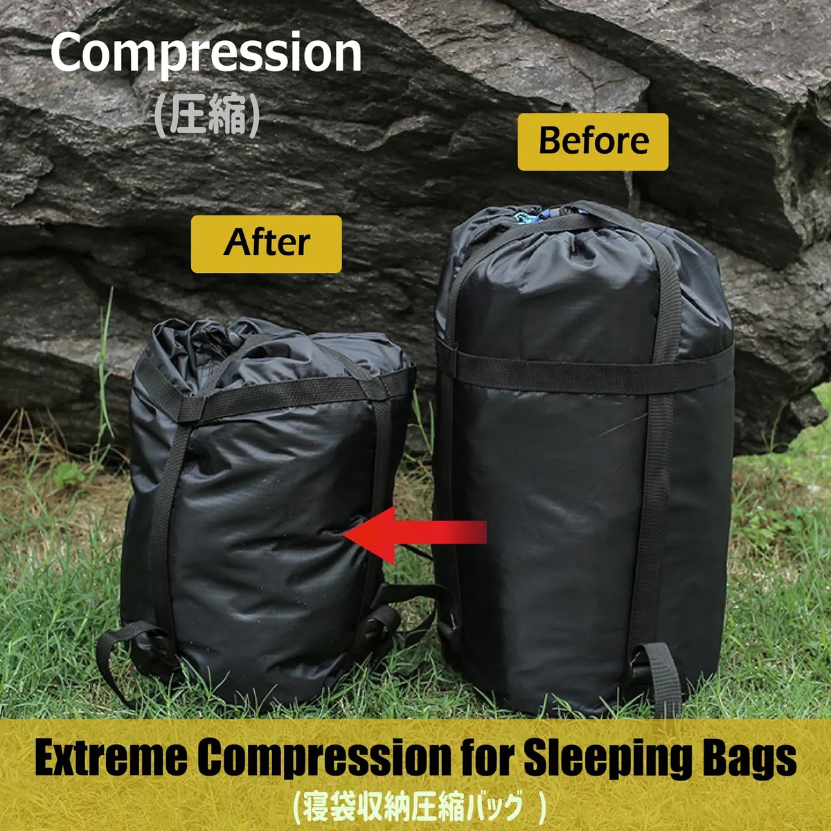Azarxis Sacca a Compressione per Sacco a Pelo e Tende - Borsa da Compressione per Campeggio, Tende, Coperte e Vestiti Comprimibile - Riduci Volume, Cinghie Rinforzate