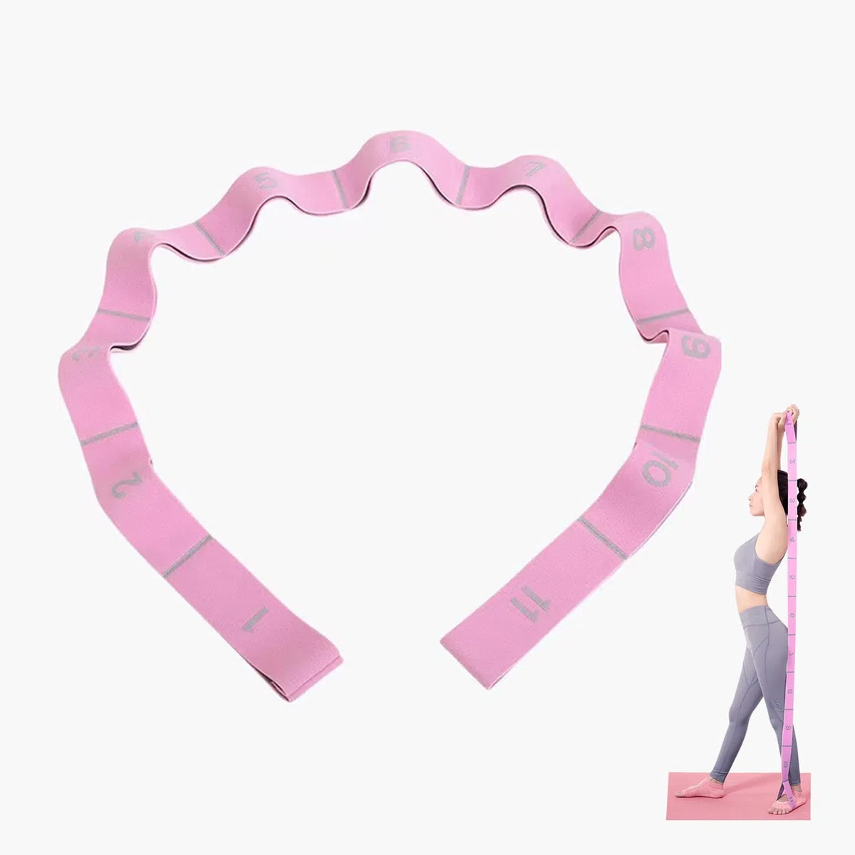 Fascia per esercizi Yoga Stretch Bande con 11 anelli- Bande di resistenza per yoga, pilates, danza e fitness, regolabile e durevole, per adulti