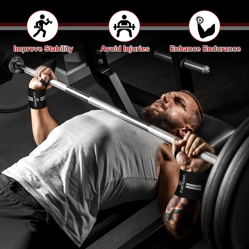 flintronic Fasce Polsi Sollevamento Pesi Cinghie, Polsiere per Fitness, con Anello per Pollice, Elasticità Cinturino di Supporto per Il Polso, per Powerlifting, Bodybuilding & Allenamenti di Forza